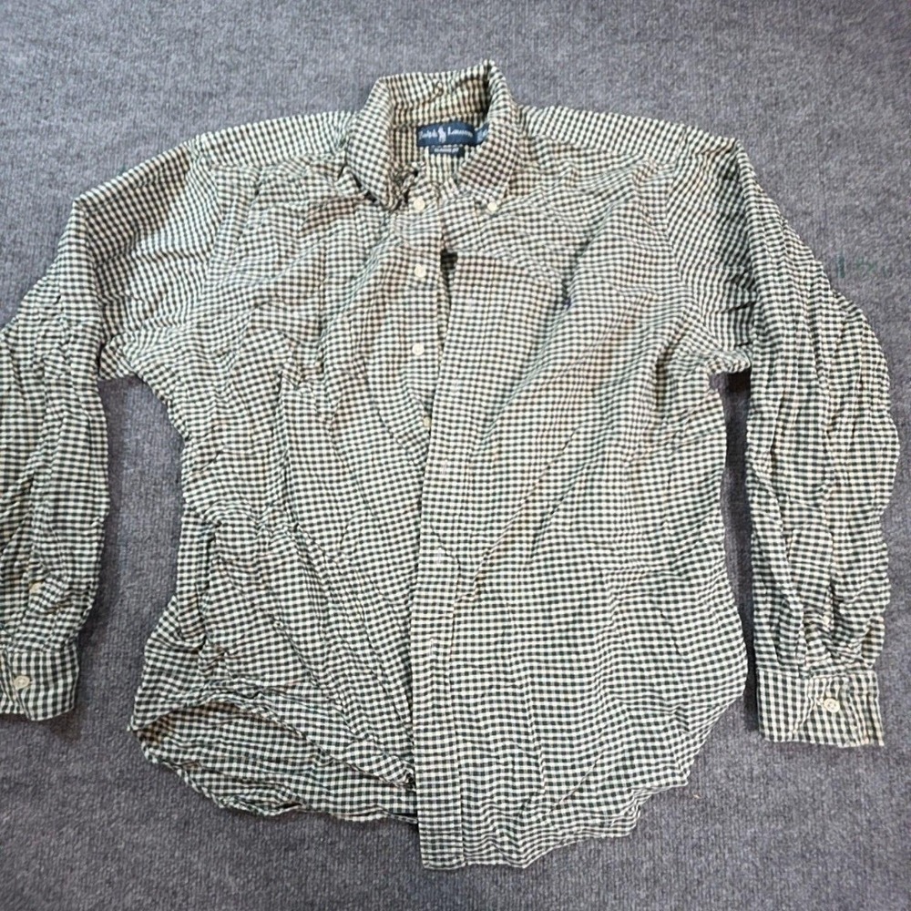 Ralph Lauren Shirt Mens XL Green Check Button Down Long Sleeve Classic Fit